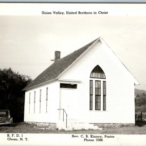 c1950s Olean, N.Y. Union Valley Church RPPC United Brethren in Christ Photo A199