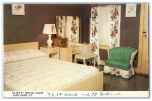 1949 Gateway Motor Court Hotel & Restaurant Bed Room Henderson Kentucky Postcard