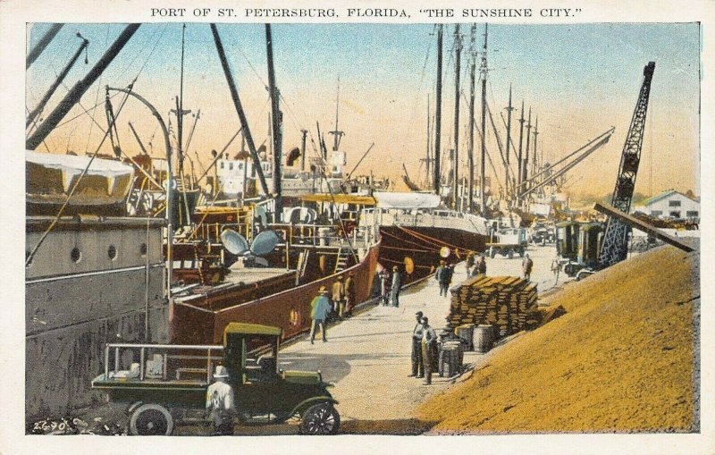 Port of St. Petersburg, Florida, The Sunshine City, Early Postcard, Unused