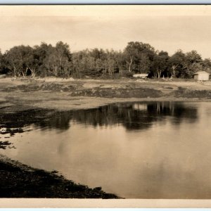 c1910s Cape Rosier, ME RPPC Lake View Boat Landing Real Photo Eastern Illus A151