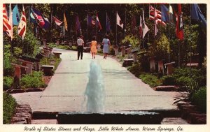 Warm Springs Georgia, Walk of State Stones & Flags Little White House, Postcard