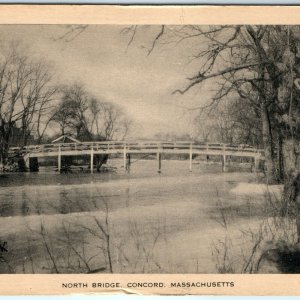 c1920s Concord, Mass. North Bridge Litho Postcard Maynard Workshop Waban MA A22