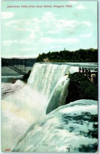 1908 Niagara Falls New York Goat Island Litho Photo Postcard American Bridge A35