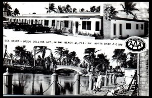 1950s Sea Court Motel Miami Beach FL Dual View RPPC Postcard