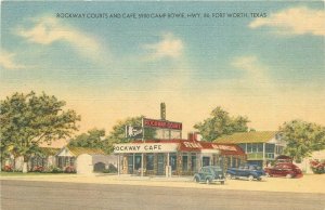 1940s Fort Worth Texas Rockaway Courts Cafe autos linen MWM Postcard 24-12062