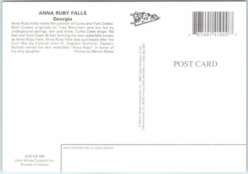 Postcard - Anna Ruby Falls, Georgia