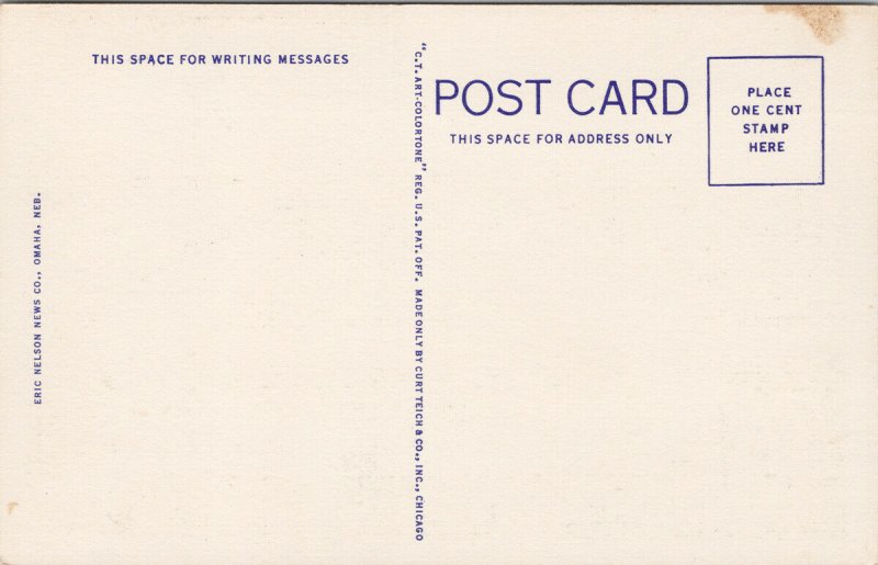 Omaha NE Creighton University Stadium Unused Linen Postcard G17