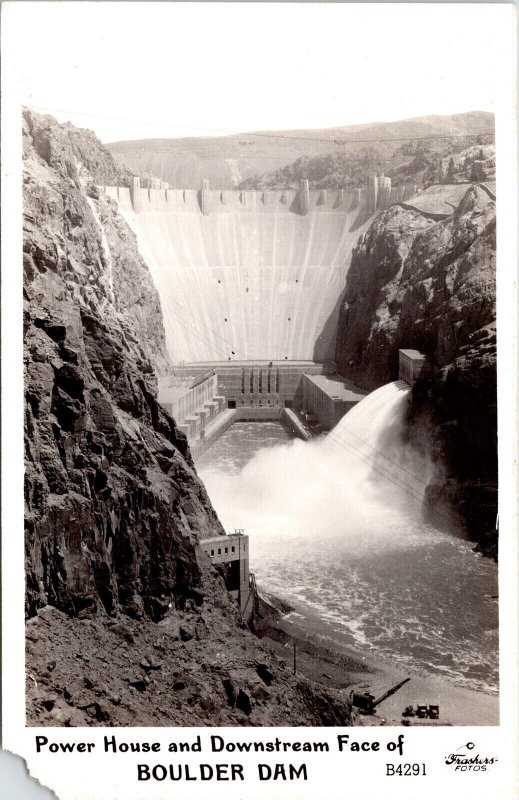 Power House Downstream Face Boulder Dam Postcard PM Boulder City NV Cancel WOB 