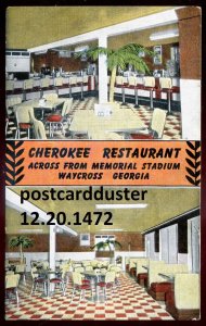 h2331 - WAYCROSS Georgia Postcard 1955 Cherokee Restaurant Interior