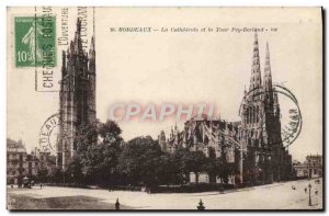 Old Postcard The Cathedral Bordeaux Pey Berland and Tower