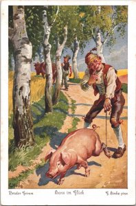 Fairy Tale Hans in Luck Brothers Grimm Vintage Postcard 03.63