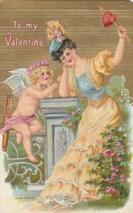 VALENTINE'S DAY, 1900-10s; Woman & Cupid #2