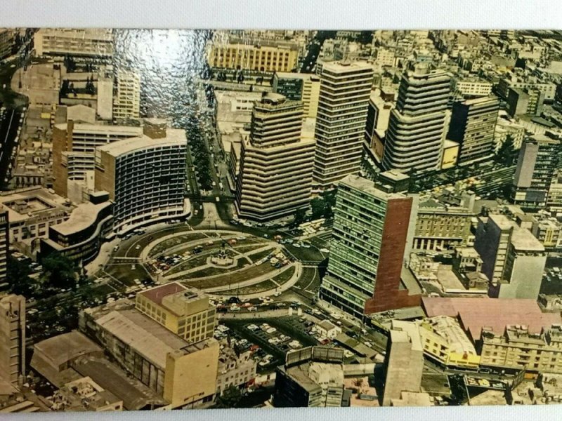 Vintage Postcard Vista Aerea de la Glorieta Colon Mexico Air View Columbus Circl 