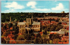 Vtg England UK Winchester Cathedral View From St Giles Hill Postcard