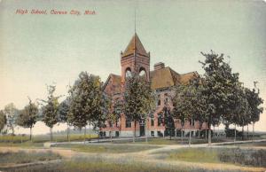 Carson City Michigan High School Street View Antique Postcard K89633