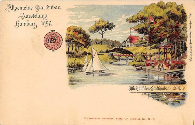 Allgemeine Gartenbau Ausstellung Stadtgraben Hamburg Germany 1897 postcard