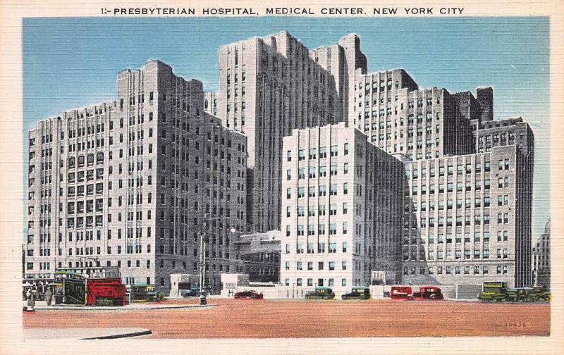 Presbyterian Hospital, Medical Center, N.Y.C., Early Linen Postcard, Unused