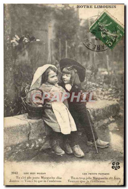 Old Postcard Folklore Limousin Children