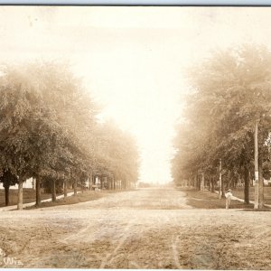 c1900s Warrens, Wis RPPC Upper Main Street Downtown Dirt Road Real Photo WI A147