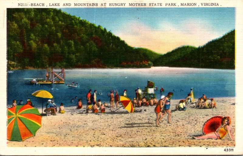 Virginia Marion Beach Lake and Mountains At Hungry Mother State Park