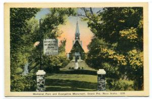 Memorial Park Evangeline Monument Grand Pre Nova Scotia Canada 1940s postcard