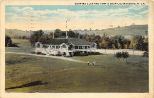 J20/ Clarksburg West Virginia Postcard c1921 Country Club Tennis Court 99