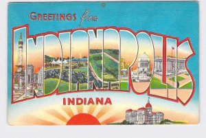 BIG LARGE LETTER VINTAGE POSTCARD GREETINGS FROM INDIANA INDIANAPOLIS #1 