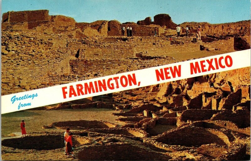 Greetings From Farmington New Mexico NM Dual View Postcard VTG UNP Petley Unused 