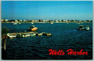Wells Harbor Boats Beach Maine ME UNP Chrome Postcard I14
