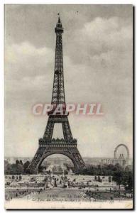 Paris Old Postcard The Eiffel Tower The park MArs field and & # 39ecole milti...