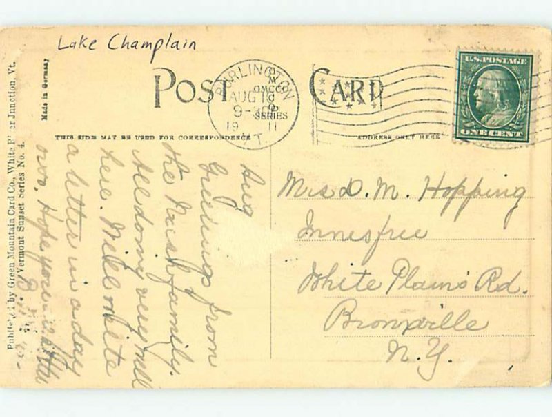 Divided-back NATURE SCENE Burlington Vermont VT AD7436