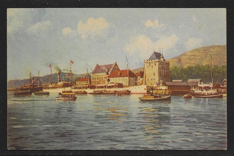 Fishing Dock Bergen Norway Unused c1920s