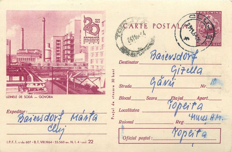 Industry Romania 1960s postal stationery postcard Soda factory Govora