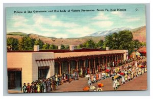 Vintage 1940's Postcard Palace of Governors Our Lady of Victory Procession NM