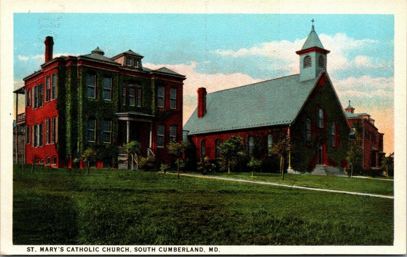 Vtg 1910s St Marys Catholic Church South Cumberland Maryland MD Postcard