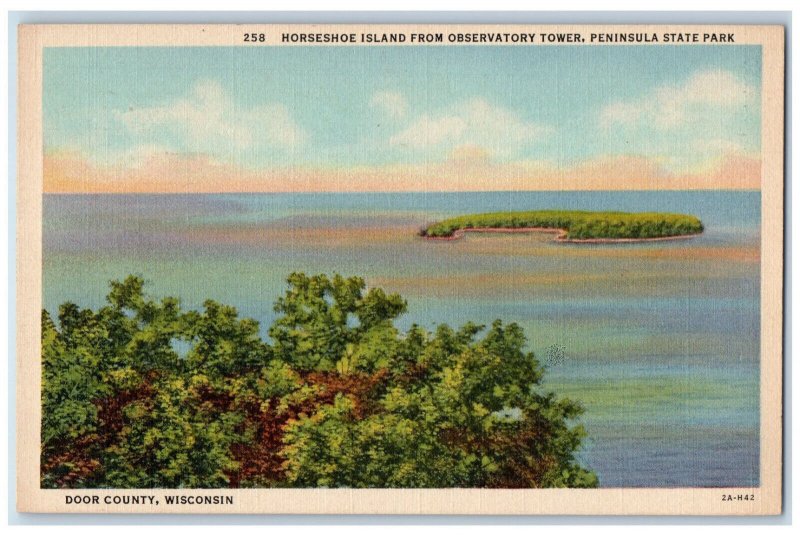 c1950's Horseshoe Island, Peninsula State Park Door County Wisconsin WI Postcard