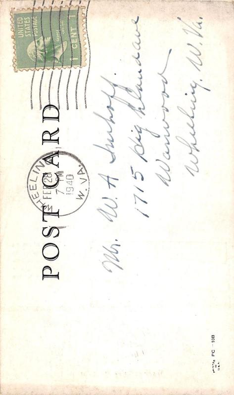 E83/ Wheeling West Virginia Postcard 1940 Advertisement Windmill Gas Station