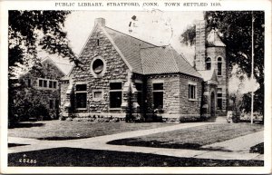 Postcard Public Library in Stratford, Connecticut