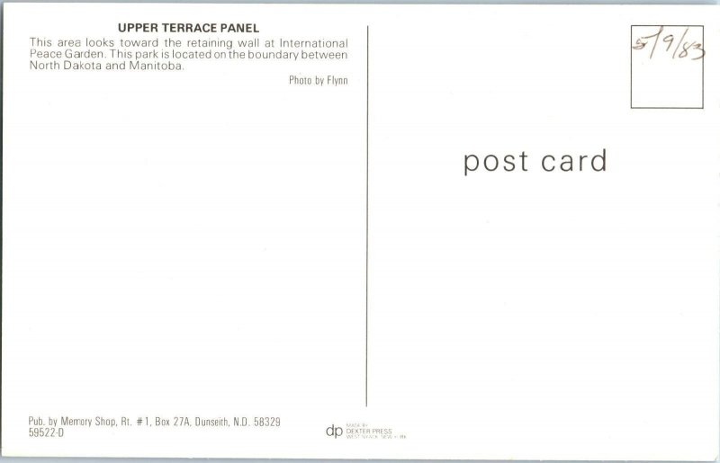 Upper Terrace Panel International Peace Garden Manitoba Canada Postcard