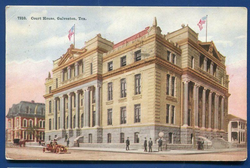 Galveston Texas tx County Court House old postcard