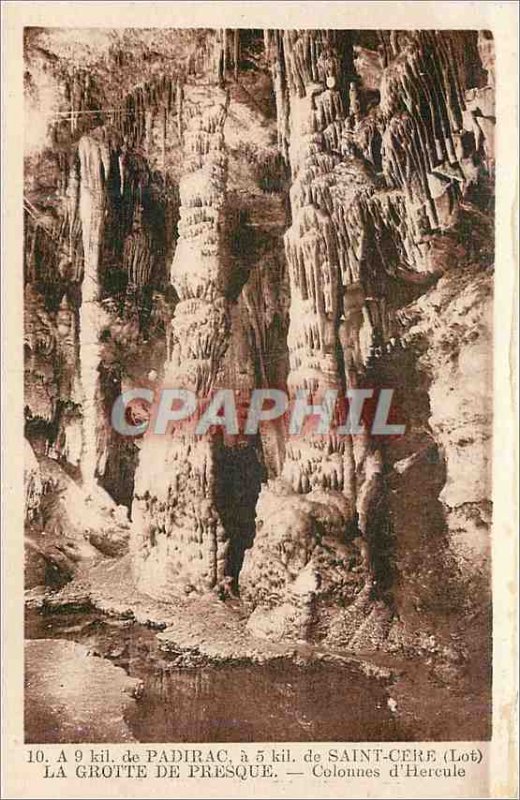 Old Postcard Cave Almost 9 kil Padirac 5 kil Saint Cere (Lot) Pillars of Herc...