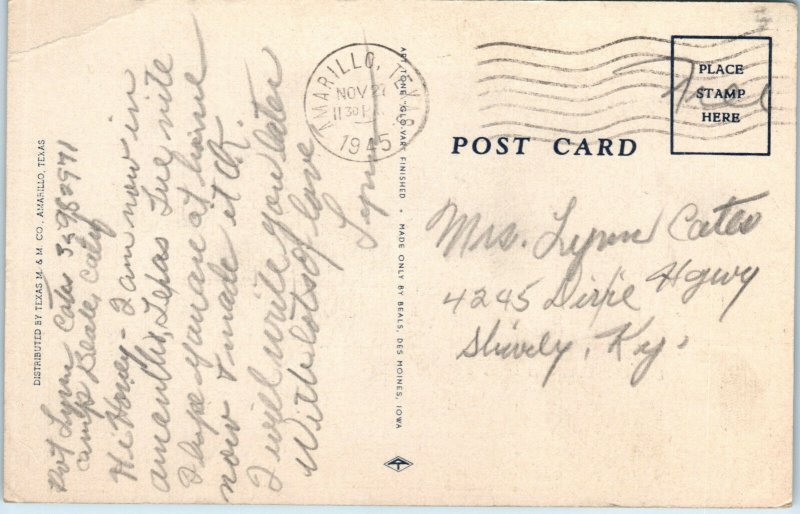 1940s Amarillo High School Amarillo Texas Linen Postcard