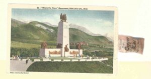 Ca 1943 PPC SALT LAKE CITY UT MONUMENT W/POUCH OF ORE FROM MINE, MINT LINEN TYPE