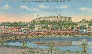 Hershey PA Rose Garden and Hotel Linen Postcard Unused