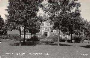 E35/ Mendota Illinois Il Real Photo RPPC Postcard 1946 High School Building