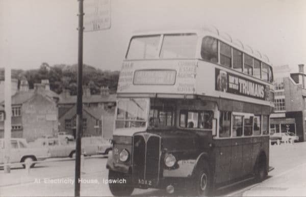 Ipswich 11 Rushmere School Old Bus Trumans Beer at Volvo Garage Suffolk Postcard