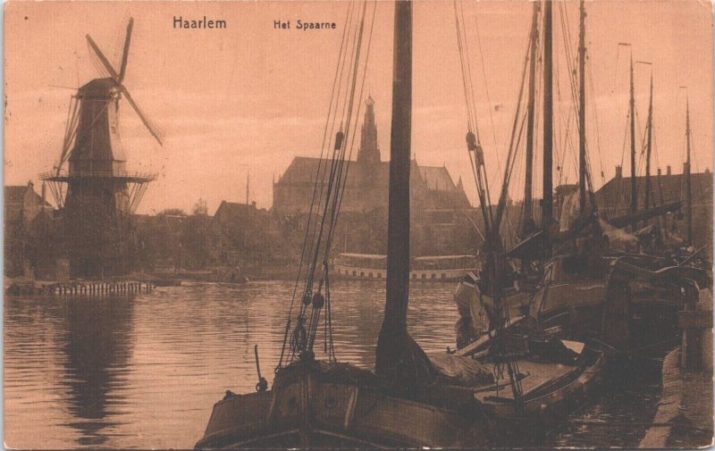 Netherlands Haarlem Het Spaarne Vintage Postcard 09.39