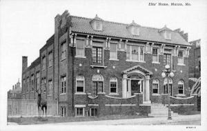 Macon Missouri Elks Home Street View Antique Postcard K70096