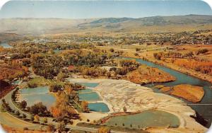 Thermopolis Wyoming~Panoramic View Showing Hot Springs in Bkgd~1950s Postcard