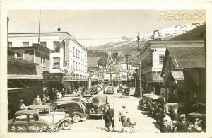 AK, Ketchikan, Alaska, Mission Street, 1940s Cars, Schallerer No. S-343, RPPC